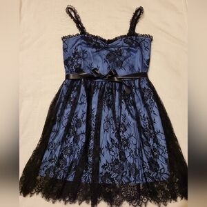 Widow Dolls Kill Blue Black Lace Goth Dress